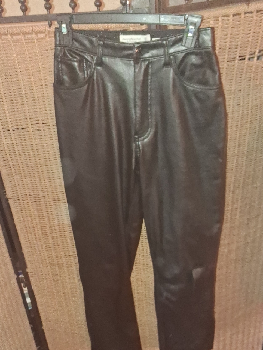 Abercrombie & Fitch Black Ultra High Rise '90s Straight Vegan Leather Pants